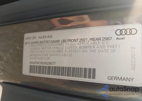 2020 Audi S6 Prestige Tfsi Quattro Tiptronic from USA, damaged, VIN WAUFFAF26LN026677